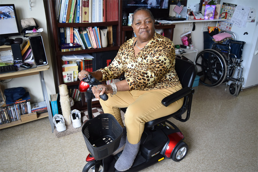 Carolyne Sauls is thankful to Iona for helping her secure a motorized scooter - for free.